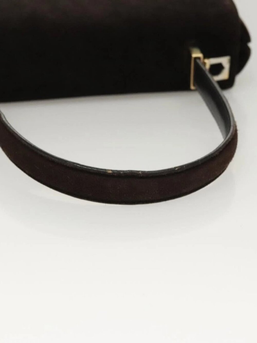 Salvatore Ferragamo Gancini Hand Bag Suede 2way Black Gold Auth BA2414 - Picture 8 of 16